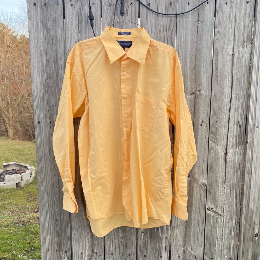 Giorgio Brutini Collezione Mens Yellow Button Down Dress Shirt 16-16.5 34/35 L‎